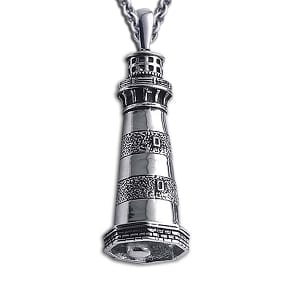 Bodie Island Lighthouse Necklace - OBX Sterling Silver Bell Pendant with Chain